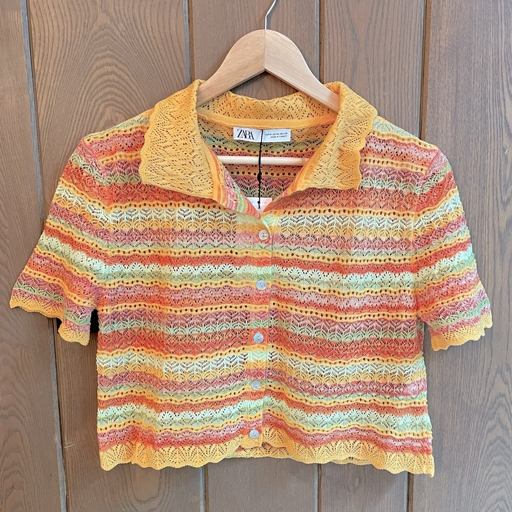 Zara Crochet Button Top